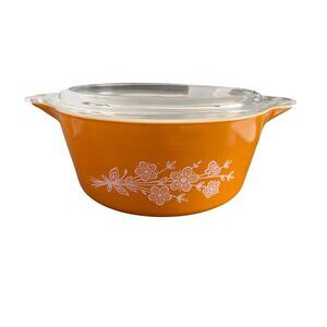 Vtg Pyrex Butterfly Gold 2.5 Qt Casserole with Lid